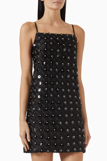 Embroidered Mini Dress in Silk