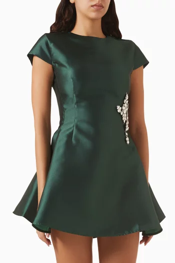 Embellished Mini Dress in Satin