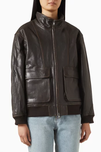 Stand-collar Jacket in Leather