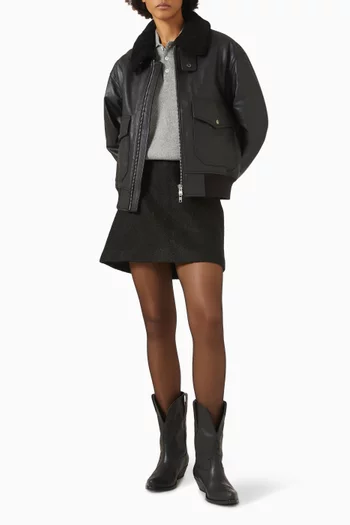 Unisex A-2 Shearling Collar Jacket in Leather