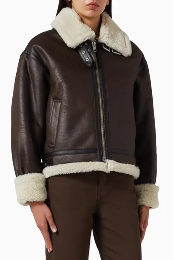 Buckle Jacket in Faux Shearling