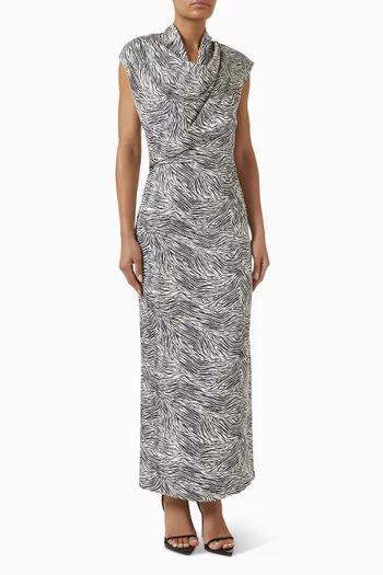 Claris Zebra-print Maxi Dress in Silk