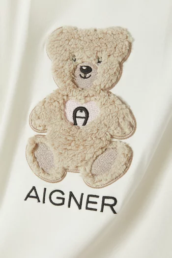 Teddy Embroidered T-shirt in Cotton