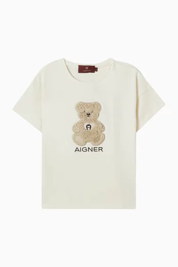 Teddy Embroidered T-shirt in Cotton