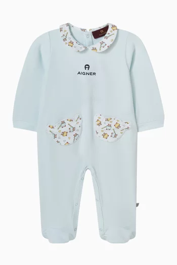 Bear-print Sleepsuit in Pima Cotton