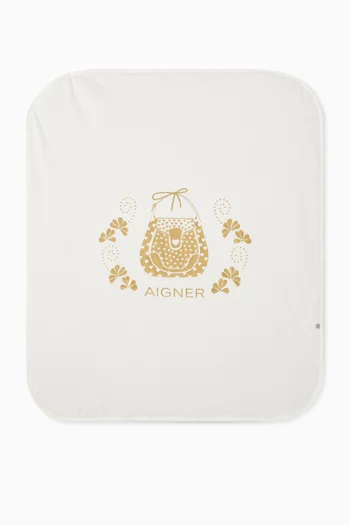 Bag-print Logo Baby Blanket in Stretch-cotton