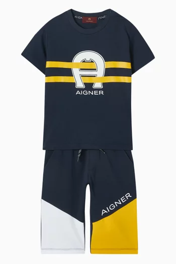 Colourblock Bermuda Shorts in Cotton