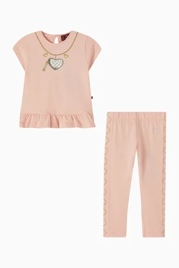 Graphic-print T-shirt & Leggings in Cotton