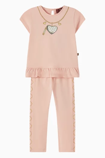 Graphic-print T-shirt & Leggings in Cotton