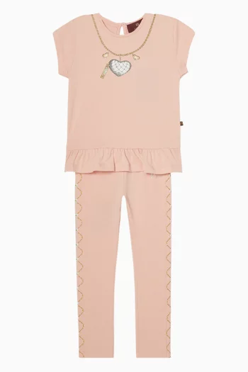Graphic-print T-shirt & Leggings in Cotton