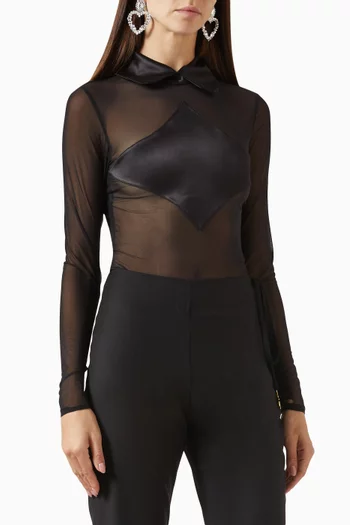 Star Bodysuit in Mesh-tulle