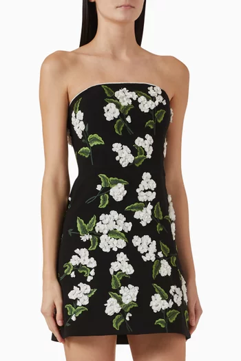 Veil Embellished Strapless Mini Dress