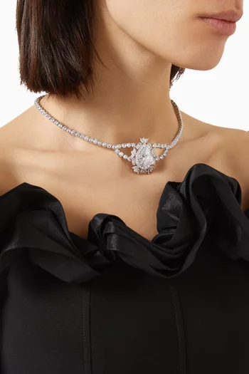 Vero Crystal Necklace in Rhodium-plated Brass