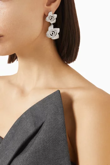 Lisa Rose Crystal Drop Earrings in Rhodium-plated Brass