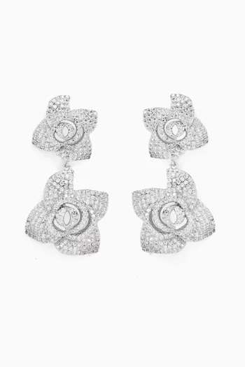 Lisa Rose Crystal Drop Earrings in Rhodium-plated Brass