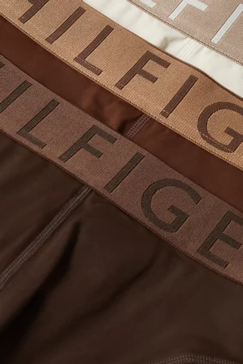 طقم بوكسر بحزام خصر بشعار الماركة مايكروفايبر مطاطي، 3 قطع