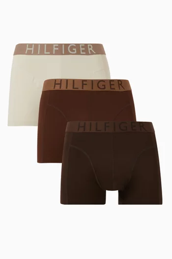 طقم بوكسر بحزام خصر بشعار الماركة مايكروفايبر مطاطي، 3 قطع