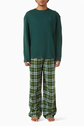 طقم بيجاما قطن بنقشة فلانيل قطن مريح 