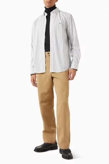 قميص كور بنقشة خطوط رفيعة قطن بوبلين