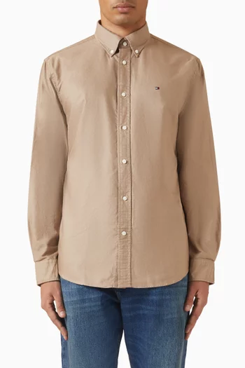 قميص أكسفورد هيريتيدج مزيج قطن بلون سادة