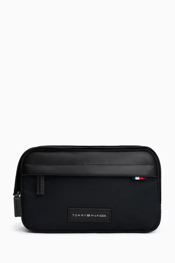 Metal Logo Patch Toiletry Pouch