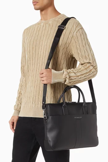 TH Relaxed Laptop Bag in Faux Leather