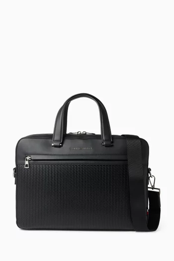TH Woven Laptop Bag in Faux Leather