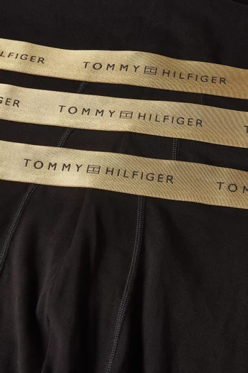 طقم بوكسر بحزام خصر لامع بشعار الماركة قطن، 3 قطع