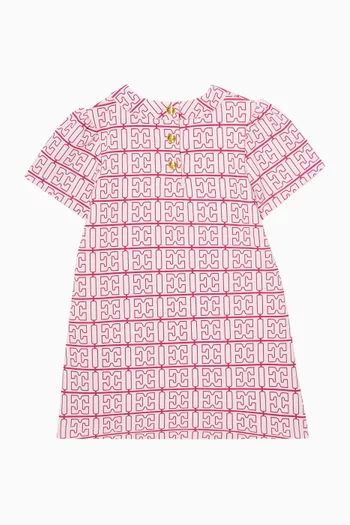 Logo Print Dress in Cotton