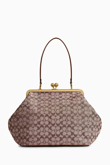 Large Kisslock Frame Bag in Crystal Signature Jacquard