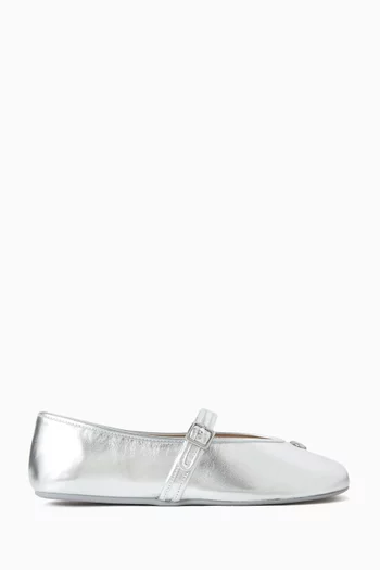 Sculpted C Mary Jane Ballerinas in Metallic Leather