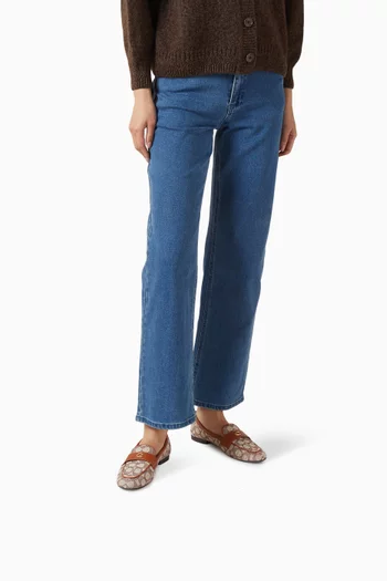 حذاء سهل الارتداء بشريط بيني بشعار حرف C جاكار بنقشة شعار الماركة