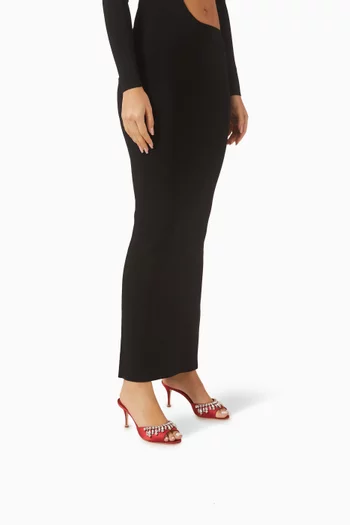 Tulimu 70 Crystal-embellished Mules in Satin