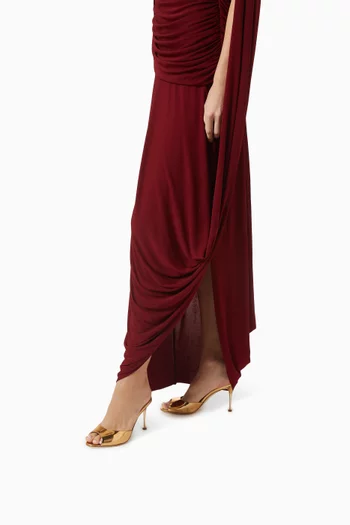 حذاء أستوكلا مفتوح من الخلف بكعب 90 مم جلد عجل لامع