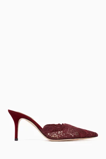 Positano 75 Mules in Lace & Suede