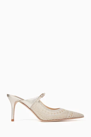 Trieste 75 Mules in Lace & Leather