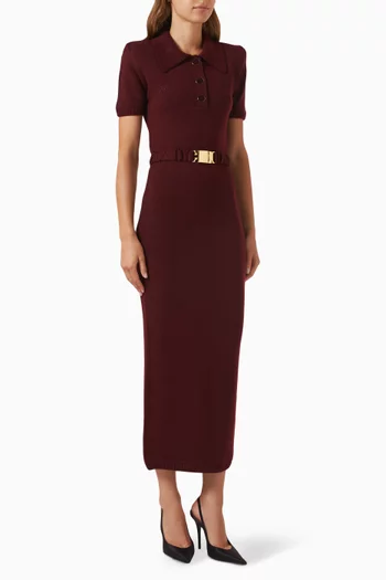 فستان بحزام وياقة بولو