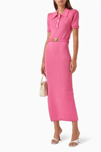 فستان بحزام وياقة بولو