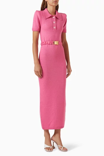 فستان بحزام وياقة بولو