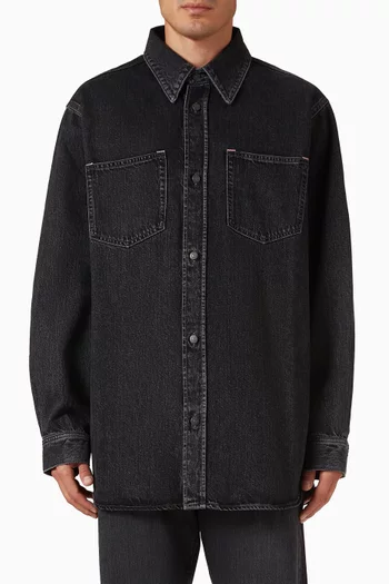 Denim Button-Up Shirt in Cotton