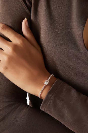 سوار تنس ماتريكس مرصع بالكريستال معدن مطلي بالذهب الوردي