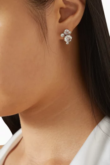 Constella Crystal Stud Earrings in Rhodium-plated Metal