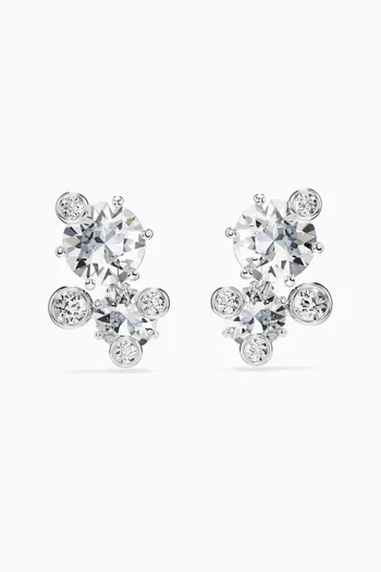 Constella Crystal Stud Earrings in Rhodium-plated Metal
