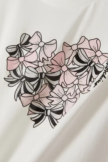 Bow Heart Graphic T-shirt in Cotton