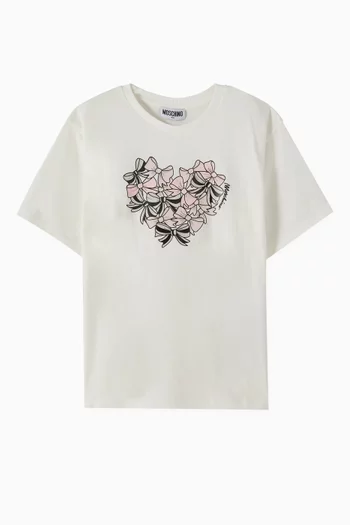 Bow Heart Graphic T-shirt in Cotton