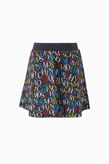 Monogram Print Skirt in Cotton