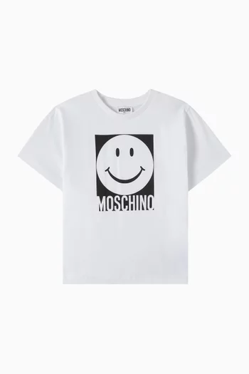 Smiley Logo Print T-shirt in Cotton