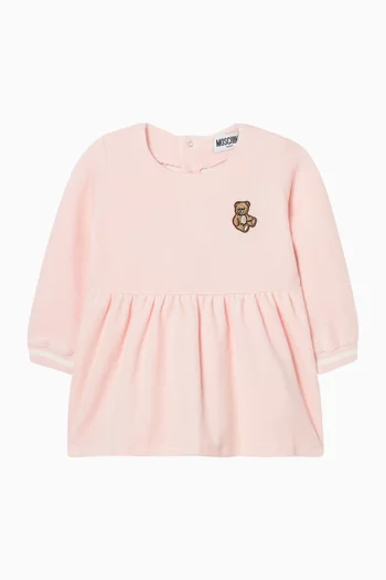 فستان بقصة واسعة وطبعة دب مخمل