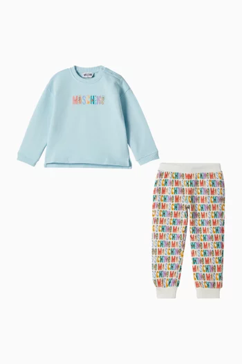 Logo-print Sweatshirt & Pants Set in Cotton