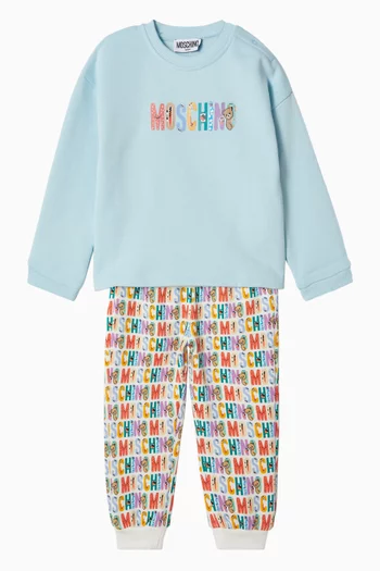 Logo-print Sweatshirt & Pants Set in Cotton